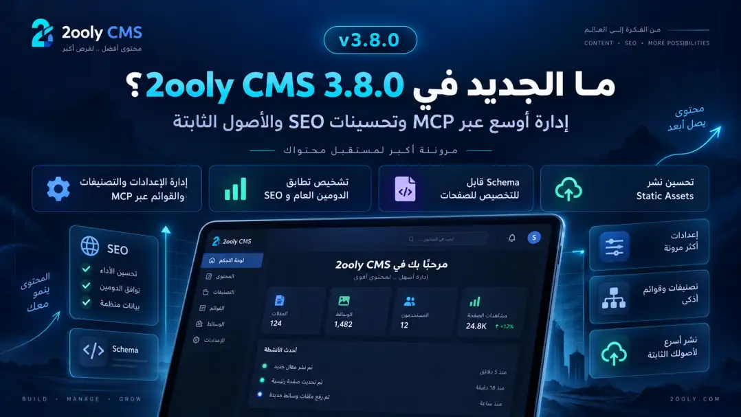 ما الجديد في 2ooly CMS 3.8.0