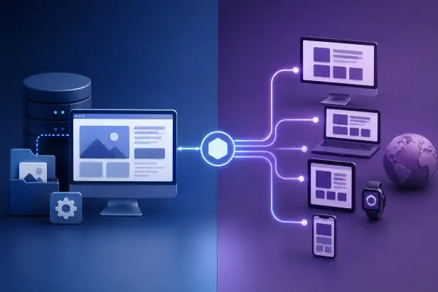 الفرق بين CMS تقليدي وHeadless CMS.