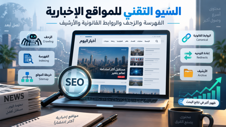 السيو التقني للمواقع الإخبارية: الفهرسة والزحف والروابط القانونية والأرشيف