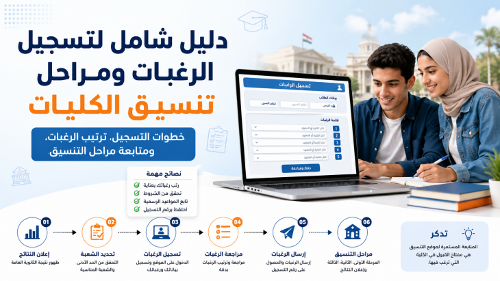 تنسيق الجامعات 2026: دليل شامل لتسجيل الرغبات ومراحل تنسيق الكليات